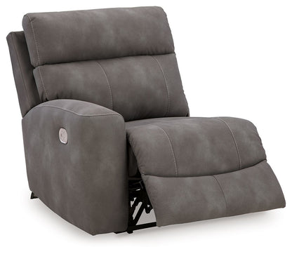 Slate Next-Gen Durapella sectional recliner module with raised footrest and side power control