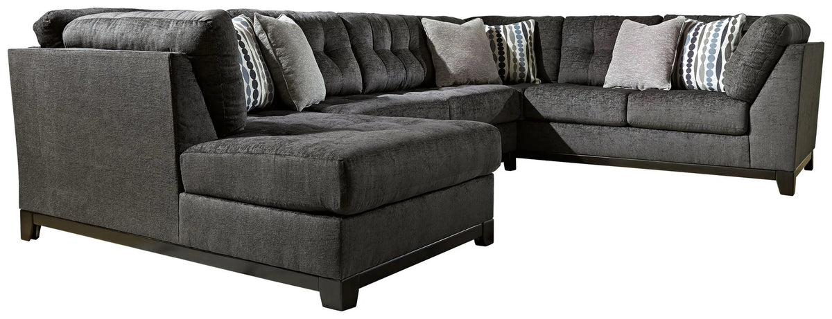 Reidshire 3 piece fabric sectional in steel with toss pillows
